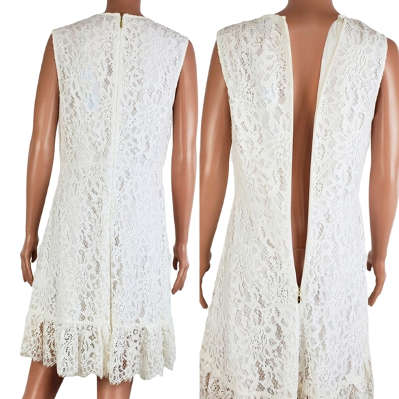 NWT Draper James lace sleeveless ruffle hem a line dress willow white size 8 - Picture 11 of 13